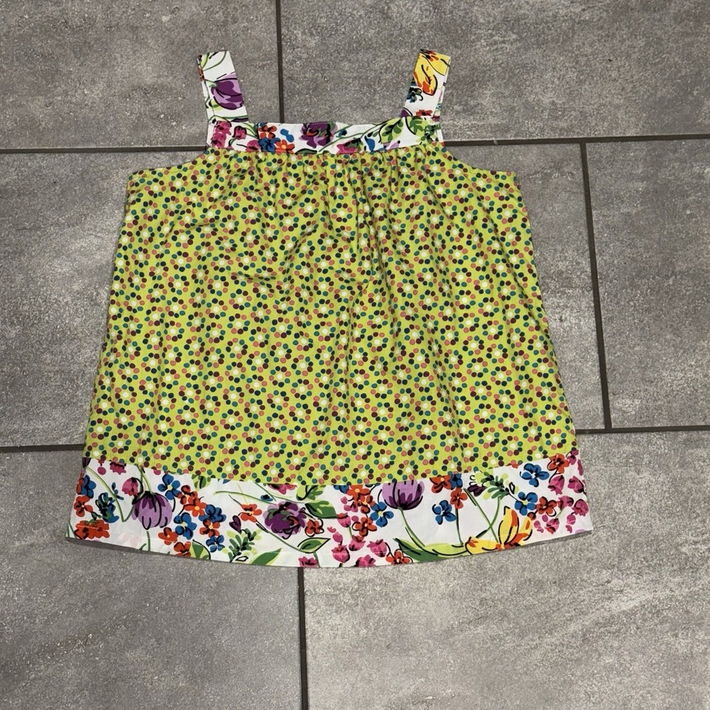 Hanna Andersson Girls Tank Top Polkadot Floral Mixed Material‎ Boxy Sz 140 US 10 - Picture 6 of 9